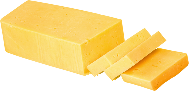 Bar of Cheddar Cheese and Slices - Isolated